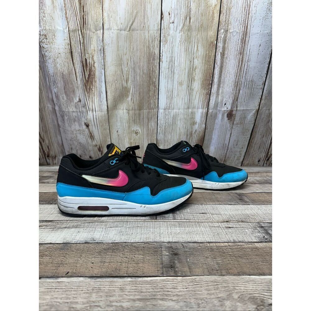 Nike Air Max 1 Jewel Swoosh Black Fuchsia Blue Fury Sneakers Size 10 Y2K Retro